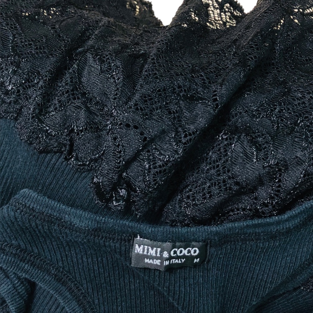 Anthropologie MIMI & COCO Ribbed Tank w/Lace Bottom/Dress Made in 🇮🇹 ITALY